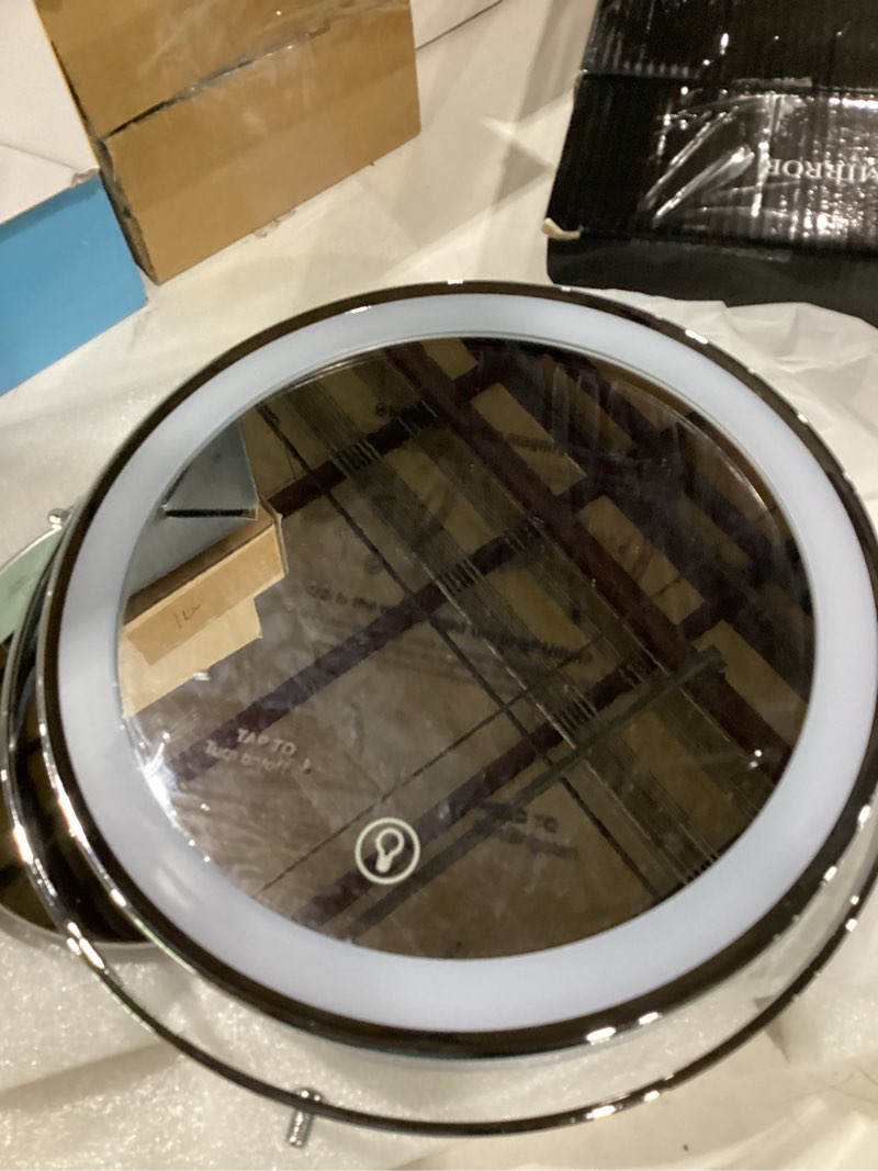 Condition photo showing New/Like New for dienmern lighted makeup mirror, 1x/20x magnifying vanity mirror with lights | double-sided, 5000mah rechargeable, adjustable brightness, 3 colors, 360° rotation, for dorm, room, women gift silver
