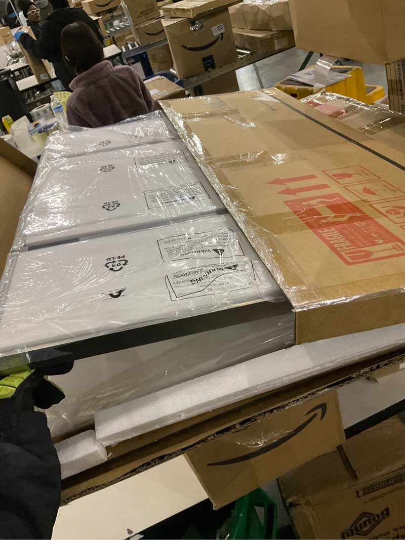 Condition photo showing Good Condition for TETOTE Brushed Nickel Mirror for Bathroom Sink 24" x 36" Beveled Frame Brushed Nickel Vanity Rectangle Mirror for Bathroom Wall, Modern Farmhouse, Tempered Glass, Shatterproof, Stronger Frame 36"L x 24"W Brushed Nickel