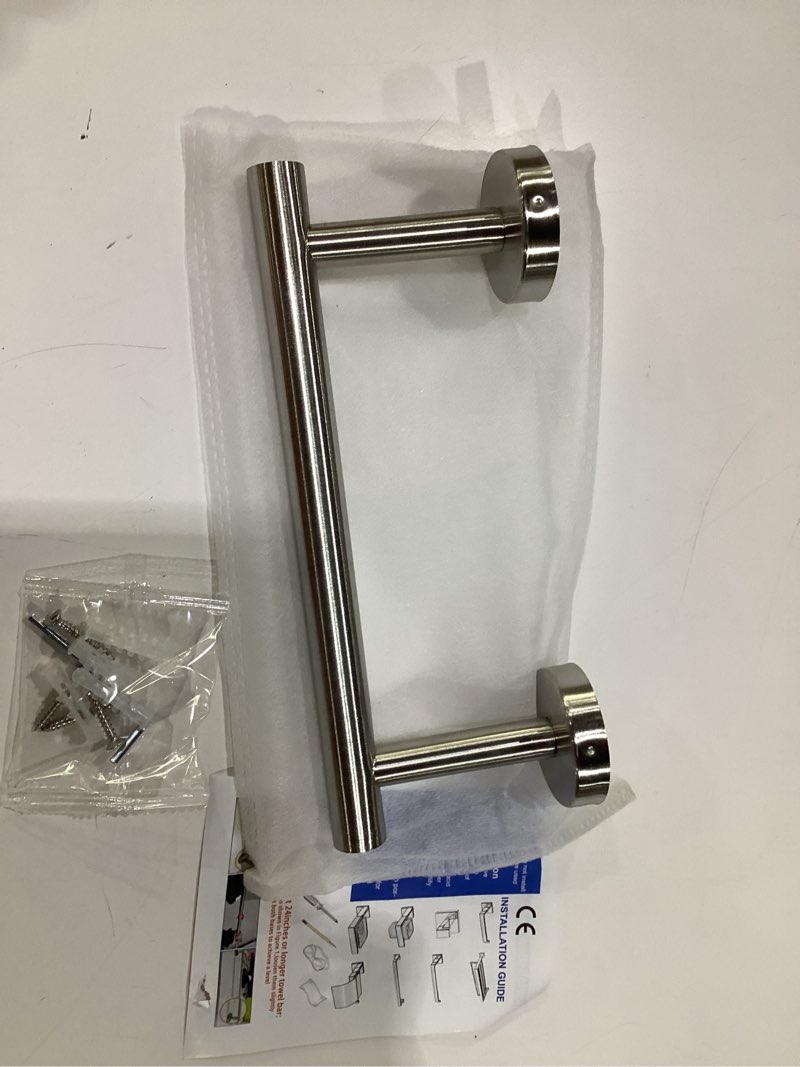 Condition photo showing New/Like New for nolimas 9 inch silver bath hand towel bar sus 304 stainless steel towel rod rack holder round wall mounted suit for kitchen,bathroom,living room&toilet,anti rust brushed nickel brushed nickel 9inch