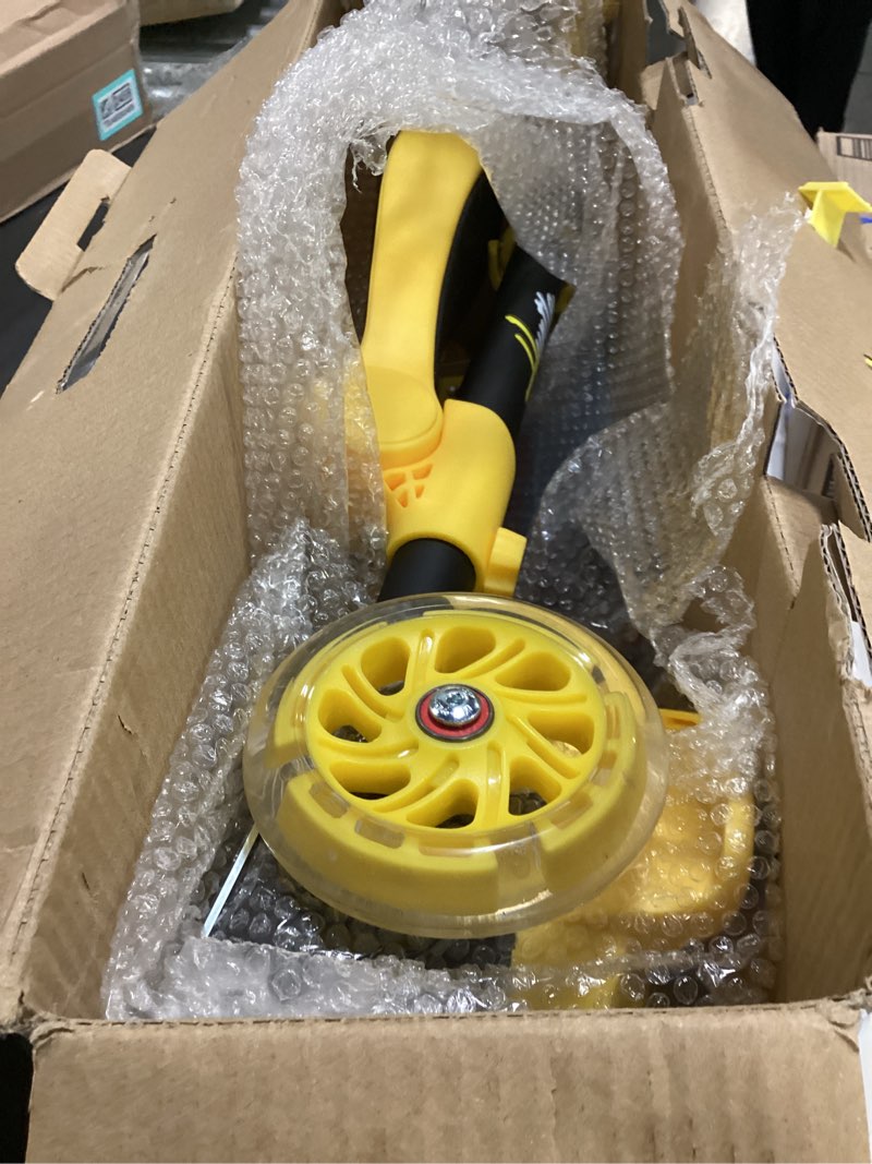 Condition photo showing Good Condition for hurtle 3-wheeled scooter for kids - wheel led lights, adjustable lean-to-steer handlebar, and foldable seat - sit or stand ride with brake for boys and girls ages 1-14 years old yellow