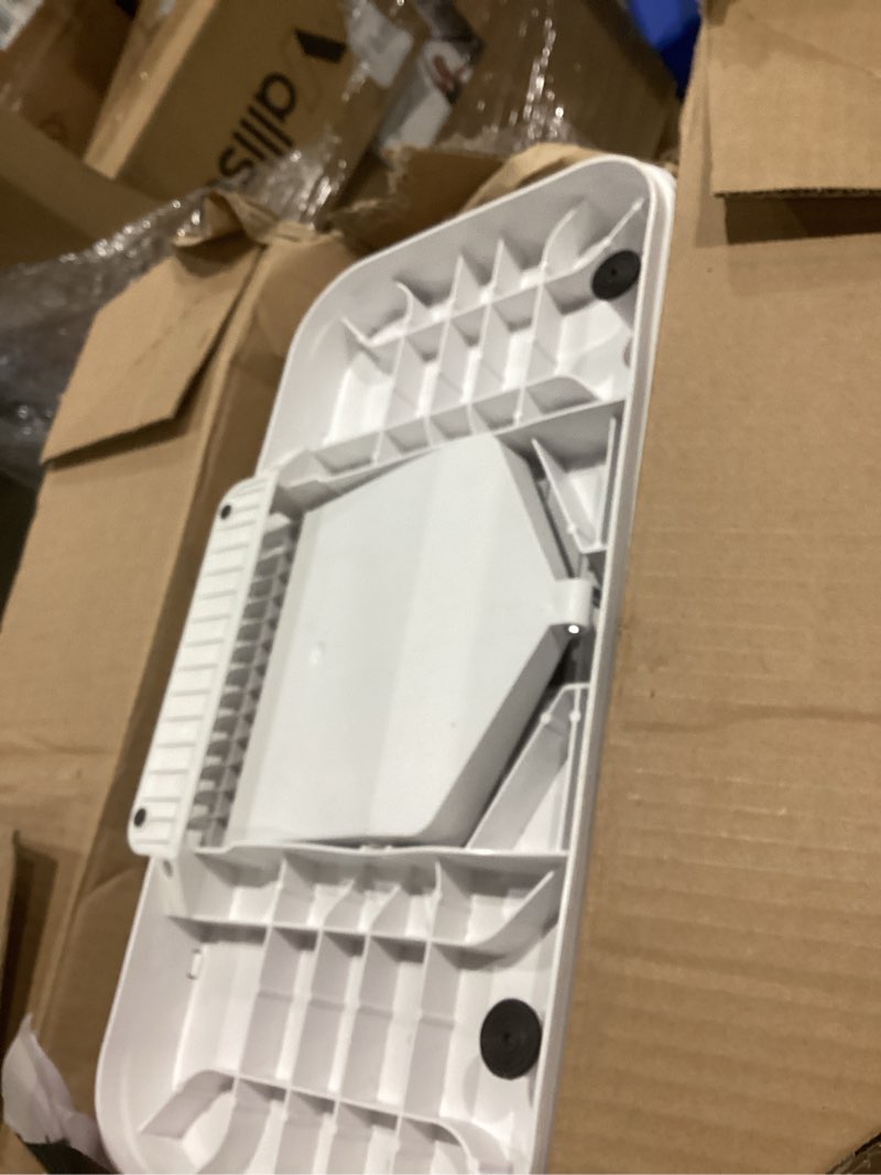 Condition photo showing As Is for simplehuman 15L Mini Recycler Step Can, Dual Compartment Trash Can for Hotel, Offices and Small Spaces, White Steel 15L Recycler White