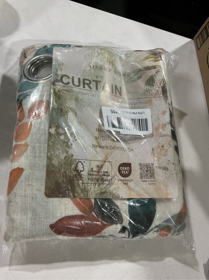Condition photo showing Good Condition for mysky home floral linen curtains 84 inch length 2 panels set spring flower patterned semi sheer light filtering privacy farmhouse grommet drapes for living/dining room, yellow, w52 x l84, pack-2 52"w x 84"l (pack of 2) a-yellow