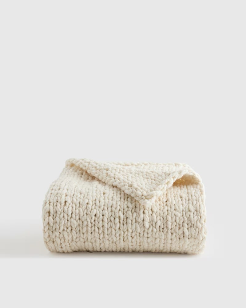 chunky hand knit wool throw size: 50x60
