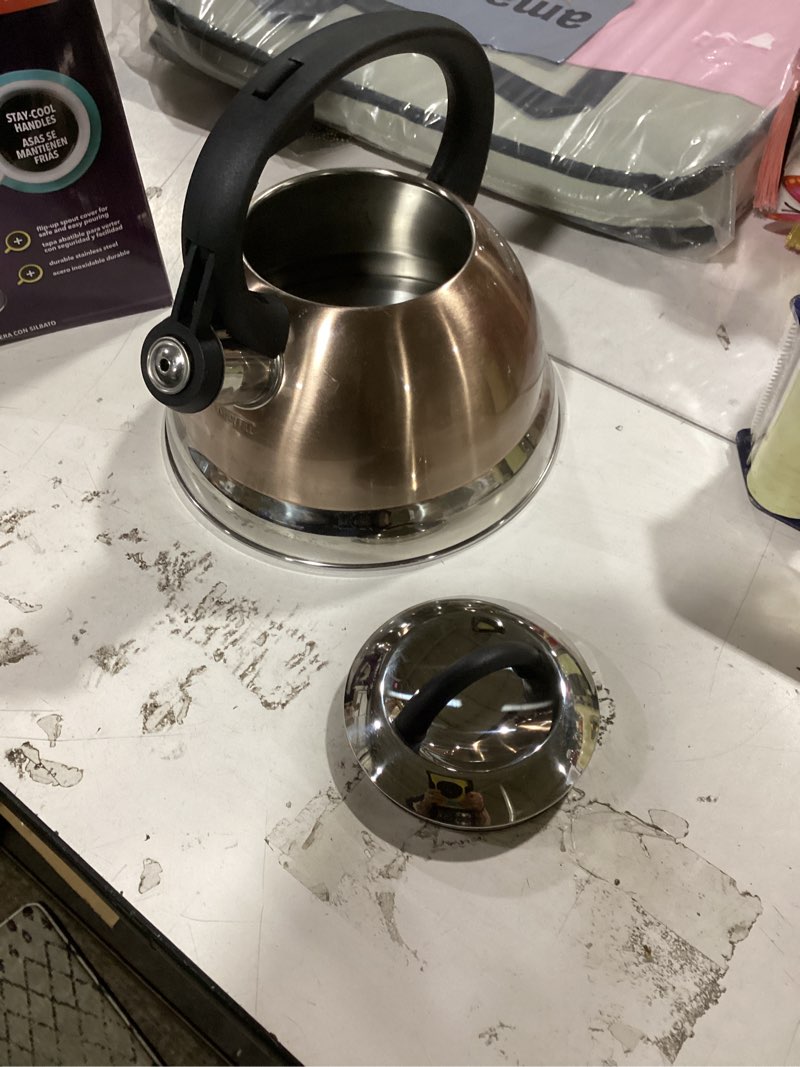 Condition photo showing Good Condition for mr. coffee flintshire 1.75-quart stainless steel whistling tea kettle with nylon handle – copper finish stove-top kettle for boiling water 1.8 quarts copper