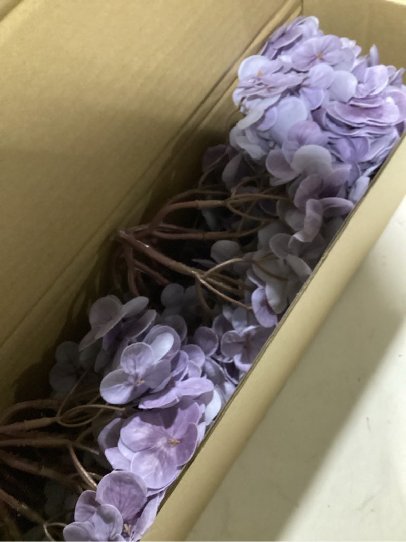 Condition photo showing Good Condition for buart 3pcs long stem big size flowers artificial silk hydrangea lifelike flowers real touch purple artificial flowers wedding shower bride bouquets office living room table decorations (21 inch) purple 3