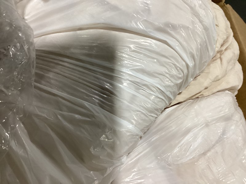 Condition photo showing As Is for hymokege beige oversized queen comforter set seersucker 7 pieces, all season luxury bed in a bag for bedroom, bedding set with comforter, sheets, pillowcases & shams oversized queen(98"x 98") beige