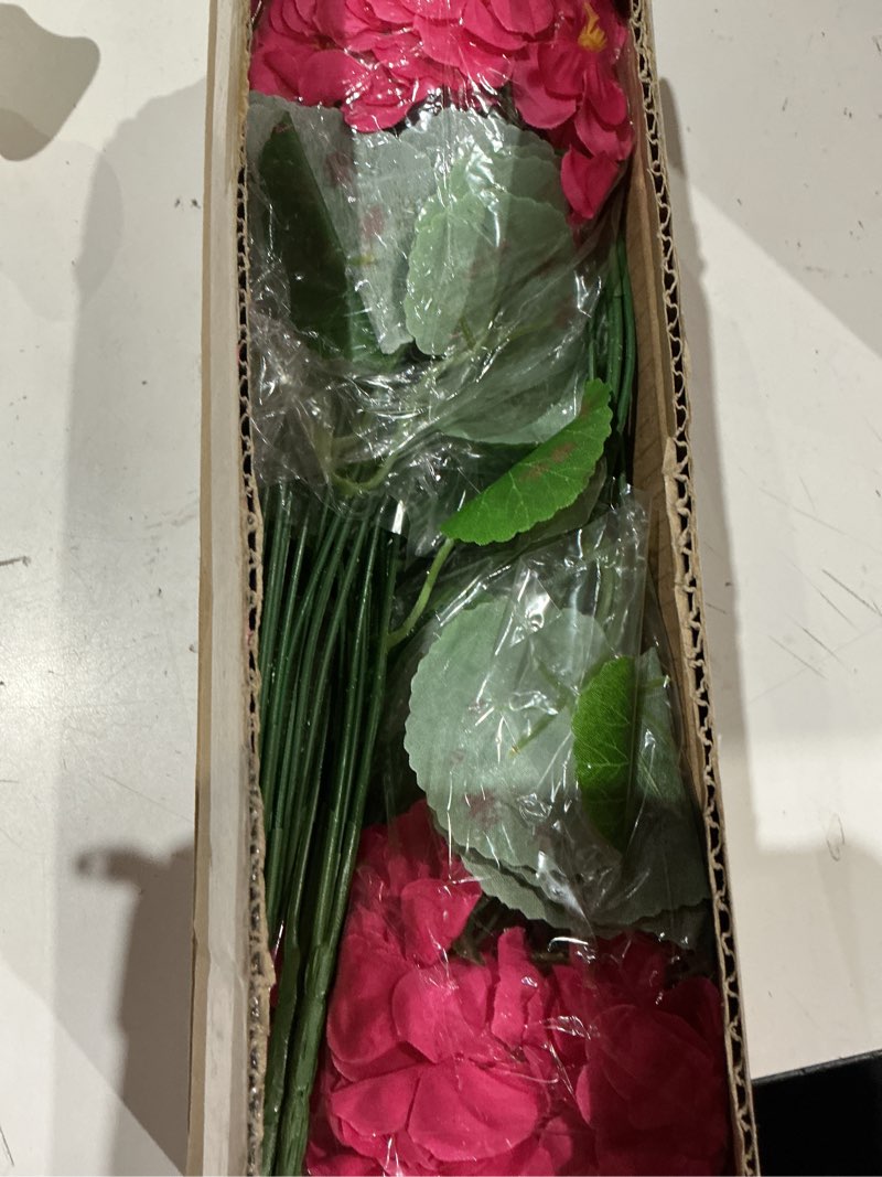 Condition photo showing Good Condition for artificial geranium fake flowers for outdoors decoration, 6 bundles silk geraniums flower uv resistant look real faux plants for outside planter front door garden patio balcony yard home, hot pink