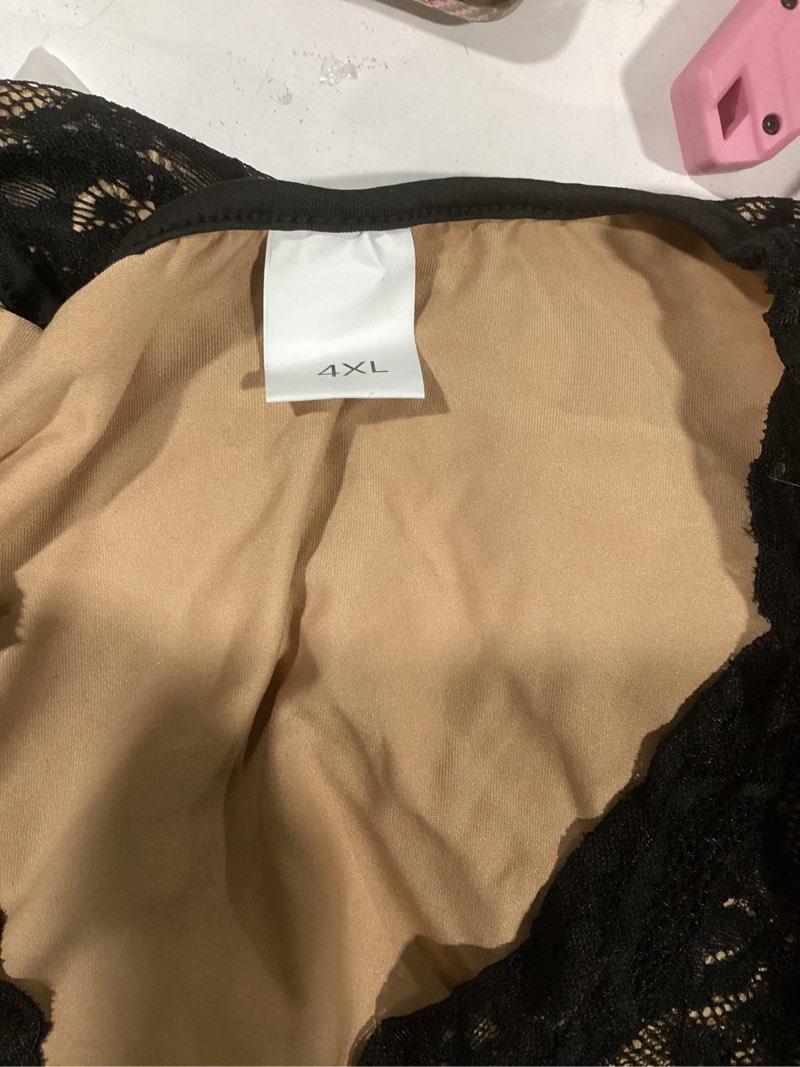 Condition photo showing Good Condition for WDIRARA Women's Plus Size Sexy Floral Lace Bodysuit Deep V Neck Long Bell Sleeve Leotard Tops 4X-Large Plus Black