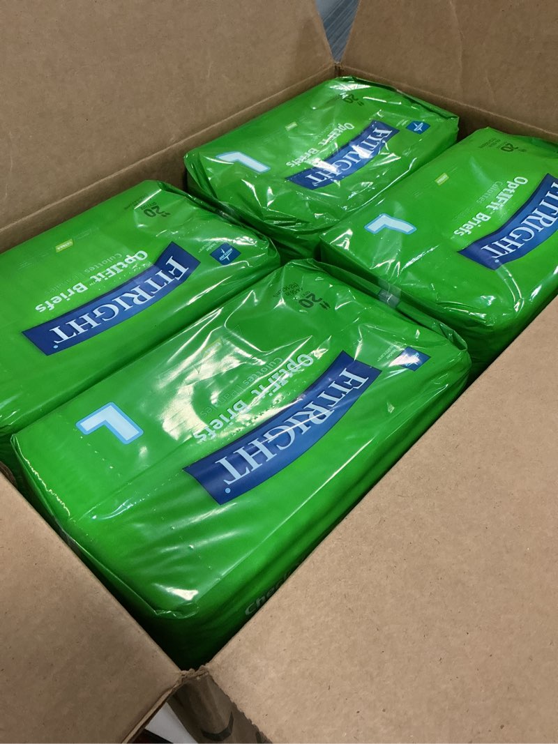 Condition photo showing New/Like New for (Size:L)FitRight Adult Diapers, Extra+ Heavy Absorbency, L (Waist Size 44in-56in), 80 Count, OptiFit Incontinence Briefs for Men and Women, Disposable, Moisture-Wicking, Leak Protection. 80 Count Large