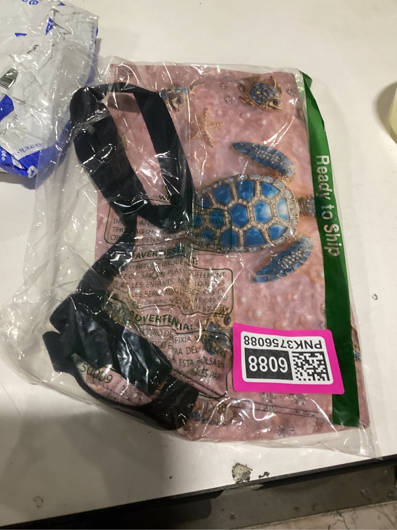Condition photo showing Good Condition for turtle with fish pearl sea turquoise stained glass effect tote bag 16 inches