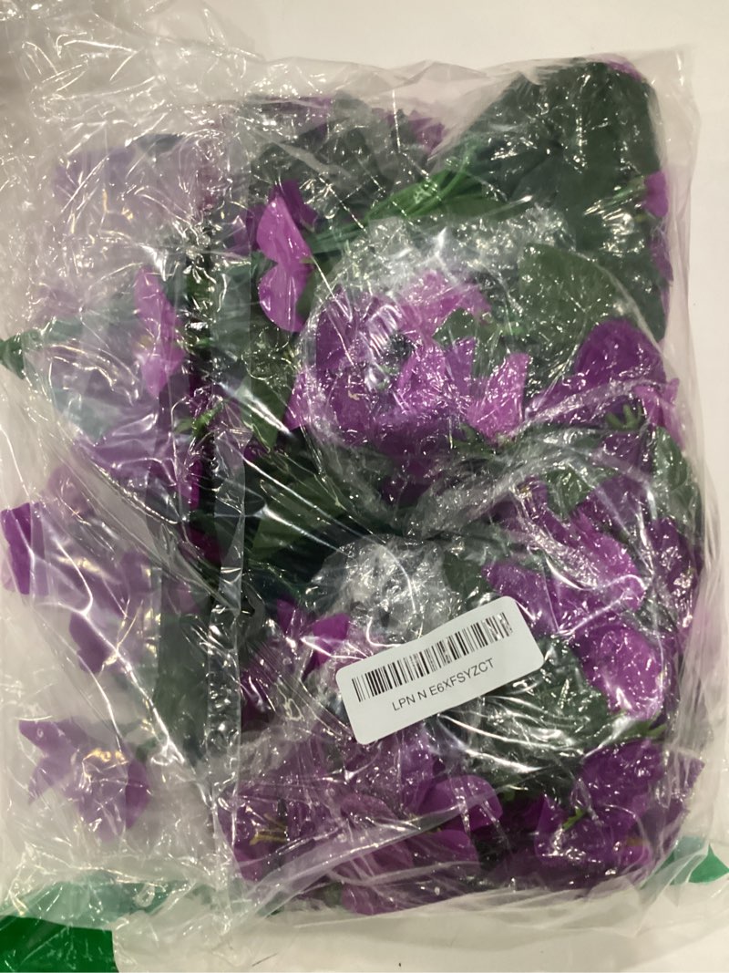 Condition photo showing New/Like New for faux bougainvillea artificial flowers plants for outdoors outside decoration, 2pcs realistic fake flowers uv resistant silk long trailing vines for front door planter patio balcony yard garden, mix light fuchsia + fuchsia