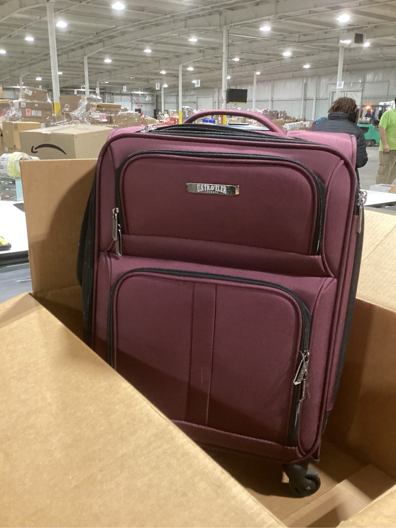 Condition photo showing As Is for U.S. Traveler Anzio Softside Expandable Spinner Luggage, Burgundy, Carry-on 22-Inch Burgundy 22-Inch Carry-on