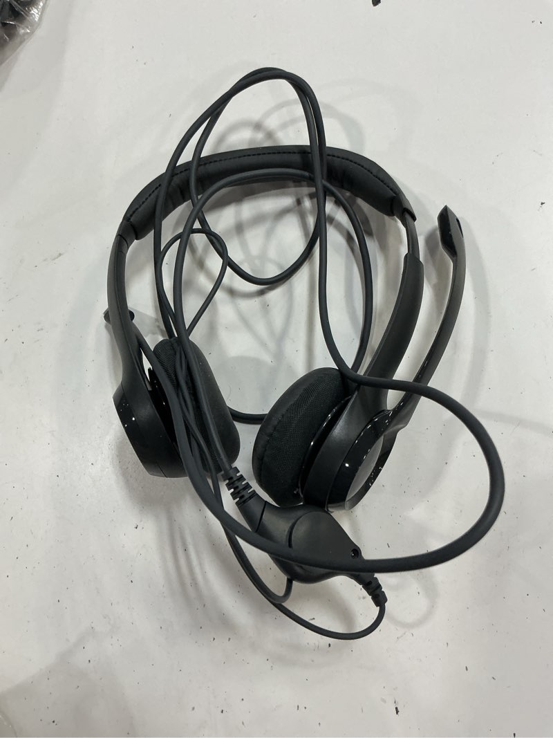 Condition photo showing As Is for logitech h391 wired headset for pc/laptop, stereo headphones with noise canceling microphone, usb-c, in-line controls, works with chromebook - graphite usb-c graphite