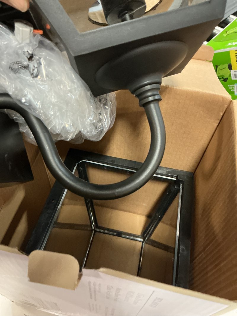 Condition photo showing As Is for  allen + roth belasco 1 -light 15-in h black hardwired outdoor wall light