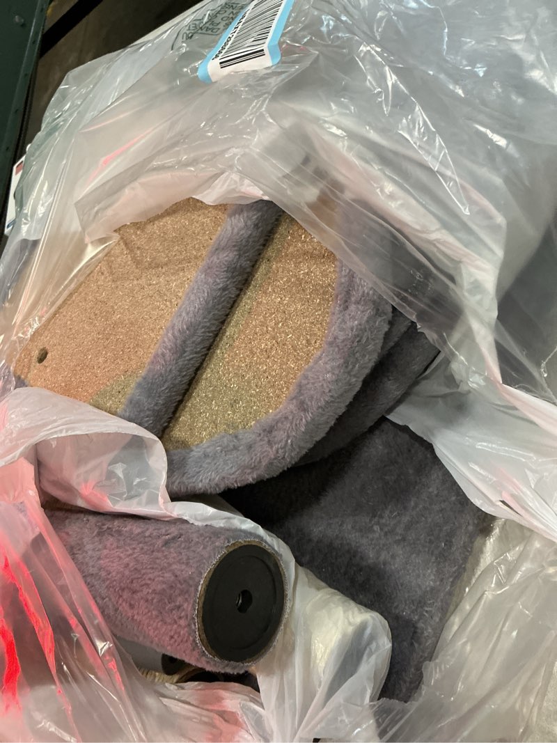 Condition photo showing As Is for yunique cat tree with cat condo and big hammock, grey