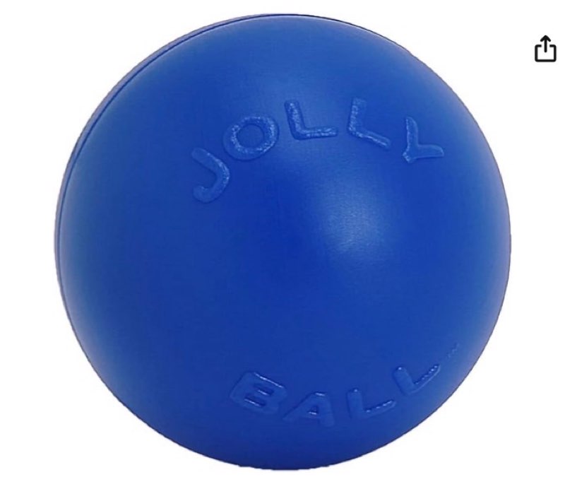 Jolly Pets Push-n-Play Ball Dog Toy, 14 Inches/Extra-Large, Blue (314 BL), for All Breed Sizes 14 Inches/ Extra-Large Blue