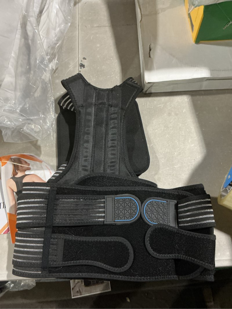 Condition photo showing Good Condition for fit geno back brace posture corrector for women and men, shoulder straightener, adjustable full back support, upper and lower back pain relief - scoliosis, hunchback, hump, thoracic, spine corrector black medium/large