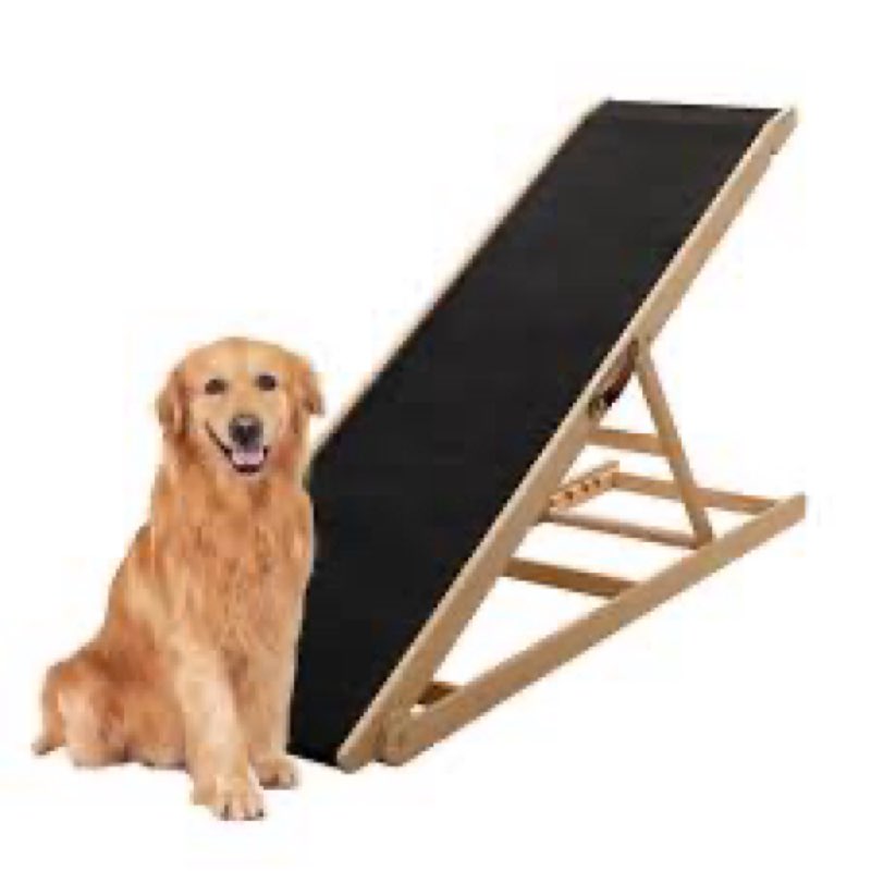 foldable wooden dog ramp pet stairs,wooden dog step with built-in handle, 4 adjustable height from 9