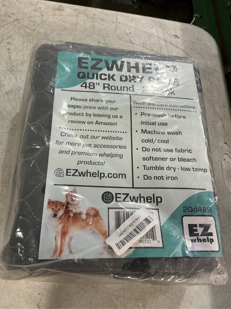 Condition photo showing New/Like New for reusable dog pee pad, washable slip-resistant mat 48 in, 2 pack | 48-inch round washable pee pads, slip-resistant reusable waterproof mats for dogs and puppies with quick-dry surface, 2-pack 48" (round) pack of 2