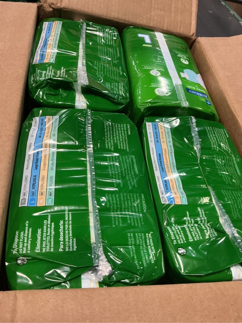 Condition photo showing New/Like New for fitright adult diapers, extra+ heavy absorbency, l (waist size 44in-56in), 80 count, optifit incontinence briefs for men and women, disposable, moisture-wicking, leak protection. 80 count large