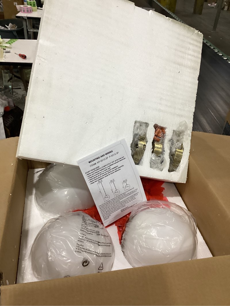 Condition photo showing Good Condition for Mid Century Modern Pendant Lighting Gold Globe Pendant Light Fixture,1-Light White Glass Shade Brushed Brass Finished Hanging Light Fixture for Kitchen Island Glass - 1-Pack