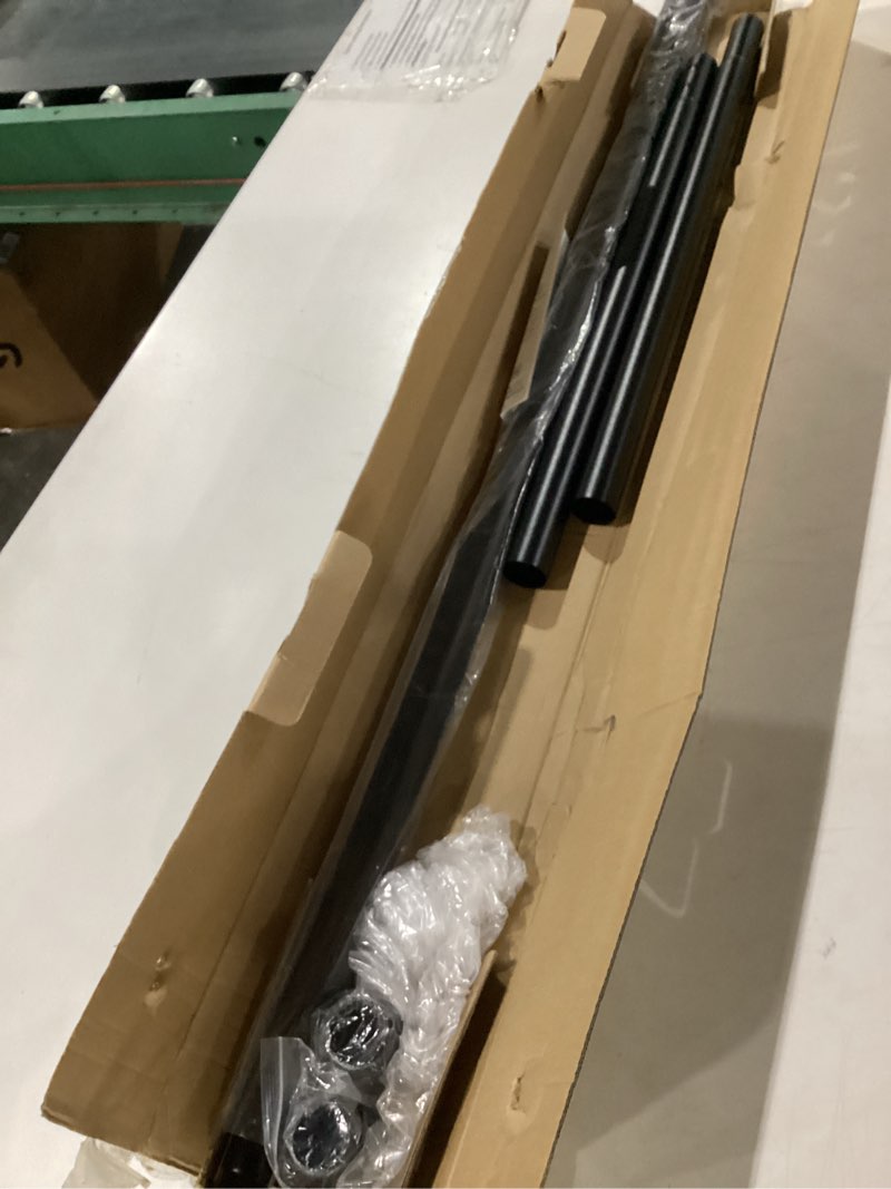 Condition photo showing As Is for shower curtain rod, 43-102 inch shower curtain rods spring tension rod no drilling - shower rod non-slip, heavy duty adjustable curtain rod,shower rods for bathroom windows closet,matte black