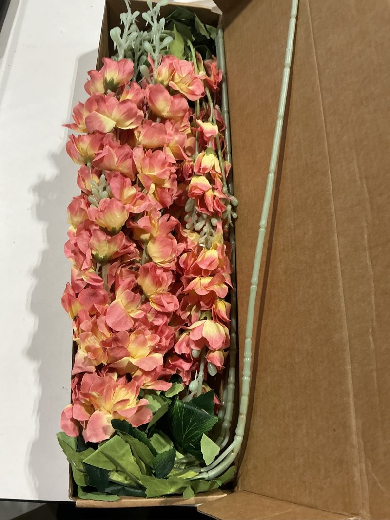 Condition photo showing Good Condition for 8 pcs navy blue delphinium artificial flowers, 34.25''artificial snapdragon flowers tall fake flowers silk flowers faux delphinium bulk for tall vase home wedding garden table decor