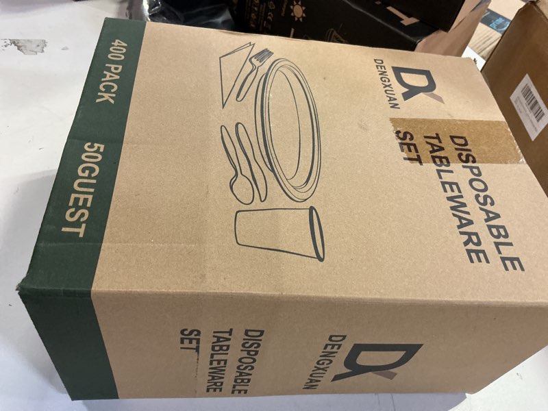 Condition photo showing New/Like New for DX DENGXUAN 400-Piece Blue Party Set,Disposable Paper Plates Cups Plastic Spoons and Fork Knives Blue Napkin,Suitable for 50 Guests,Disposable Party Tableware Set,Wedding Birthday Party.