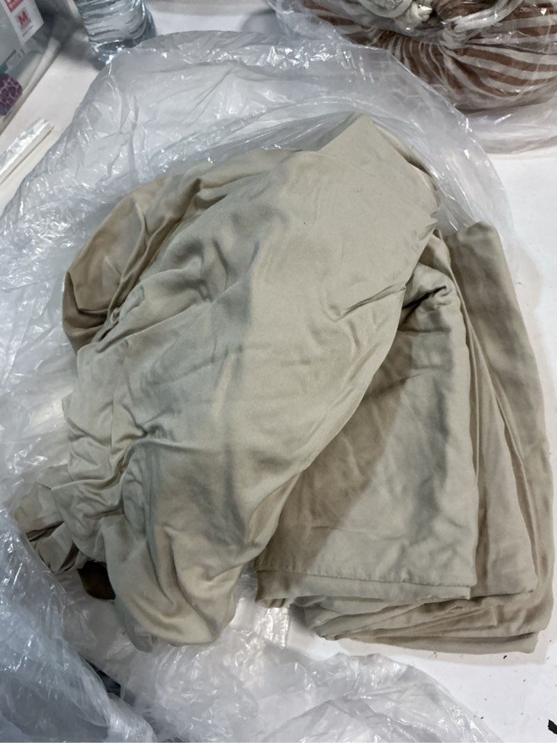 Condition photo showing As Is for quince bamboo fitted sheet set, queen, sand