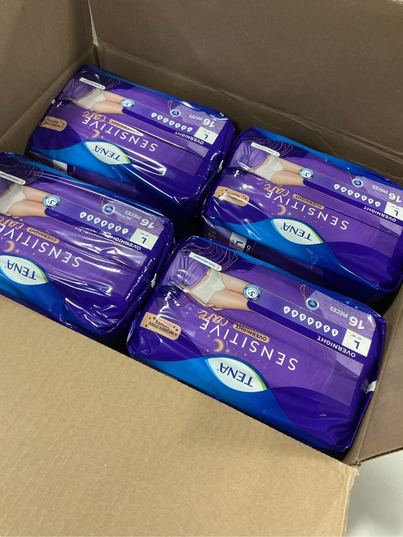Condition photo showing New/Like New for TENA Sensitive Care Overnight Incontinence Underwear for Women, Bladder Control, Postpartum, L, 64 C