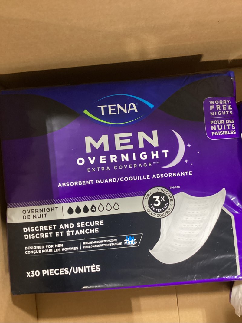 Condition photo showing Good Condition for TENA Men Overnight Incontinence Guard, Bladder Control, Discrete, Overnight Absorbency, 120 Count