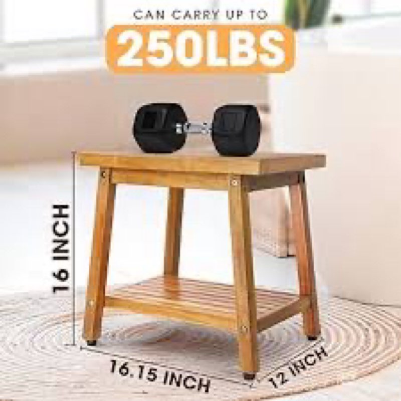 adjustable length 29 inches shower stool bench chair waterproof with storage shelf for shaving legs,