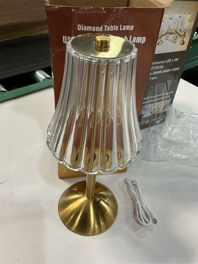 Condition photo showing Good Condition for liliful 1 pcs cordless table lamp rechargeable touch led small gold portable battery operated usb-c desk lamp 3 color dimmable for bedroom living room dining (gold,rose style) gold rose style 1