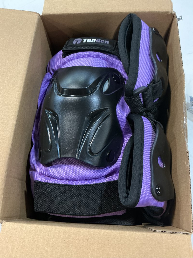 Condition photo showing New/Like New for skating protective gear knee and elbow pads wrist guards for roller skating skateboarding, skate pads adult knee pads purple adult (14+ years)