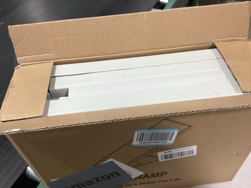 Condition photo showing As Is for Dog Ramp Bed Adjustable Folding Collapsible for Small Medium Pets Cat Ramp with Non Slip Carpet Portable Indoor Puppy Ramps for Sofa,Chair