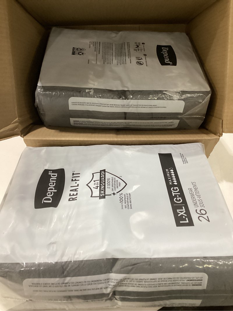 Condition photo showing New/Like New for Depend Real Fit Incontinence Underwear for Men - Maximum Absorbency - L/XL - Gray - 52ct