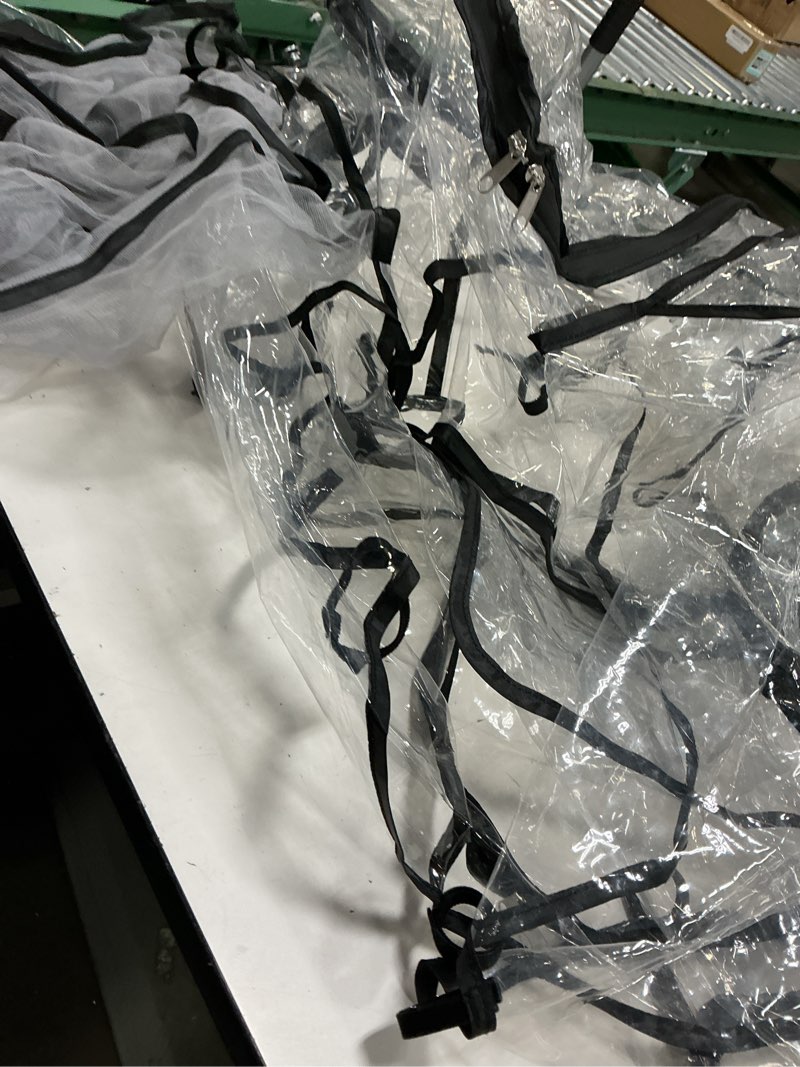 Condition photo showing As Is for double stroller rain cover,rain cover for double tandem stroller,big size universal rain and wind cover brand: ezkindheit