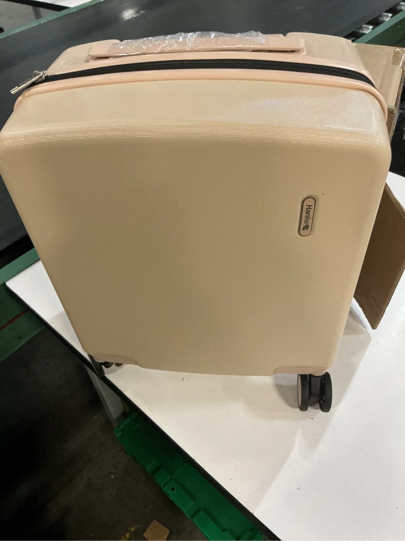 Condition photo showing Good Condition for Hanke 16 Inch Underseat Carry On Luggage, Airline-Approved Hard Shell Small Suitcase with Spinner Wheels, Lightweight Tsa Lock Travel Luggage for Short Trips(Cuba Sand) Underseat 16-Inch Cuba Sand