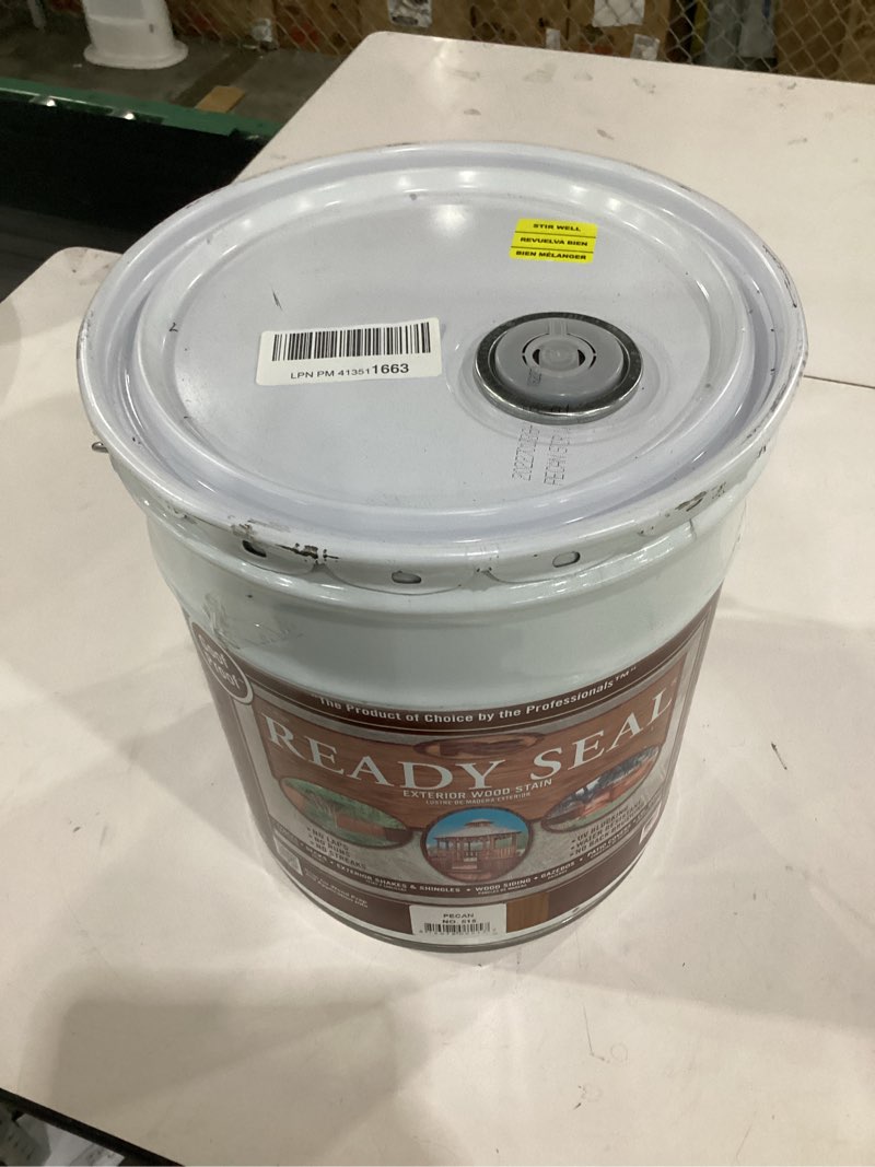 Condition photo showing New/Like New for ready seal exterior wood stain | semi-transparent oil-based formula | professional grade stain and sealer in one | ideal for decks, fences, pergolas, wood siding & more | 5 gallon | pecan 5 gallon pecan
