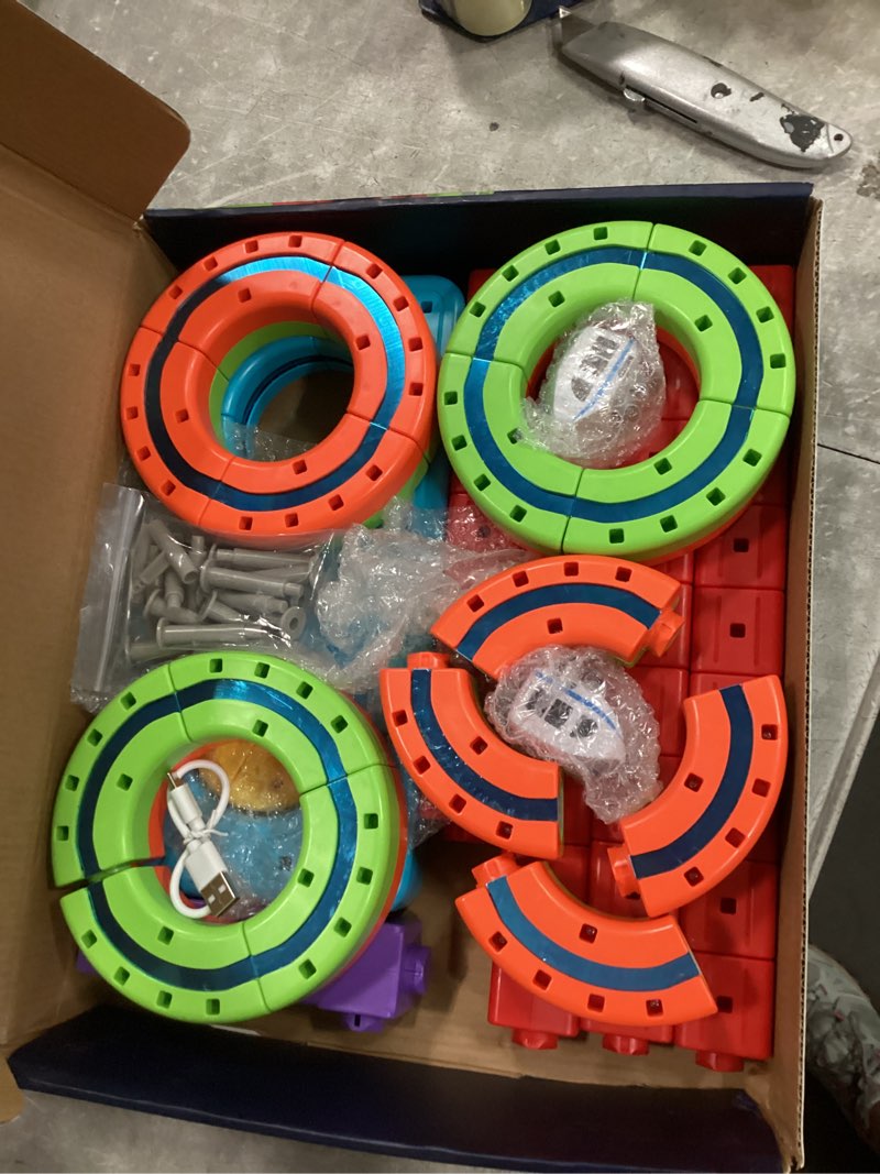 Condition photo showing Good Condition for electric magnetic train toys set- flexible race track for kids 3 4 5 6 7 8,stem gravity magnetic roller car track for toddlers,3d infinity cube track learning gift anti-gravity design,88 pcs/2 car