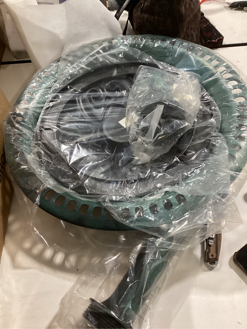Condition photo showing Good Condition for vivohome 28 inch height polyresin lightweight antique outdoor garden bird bath green