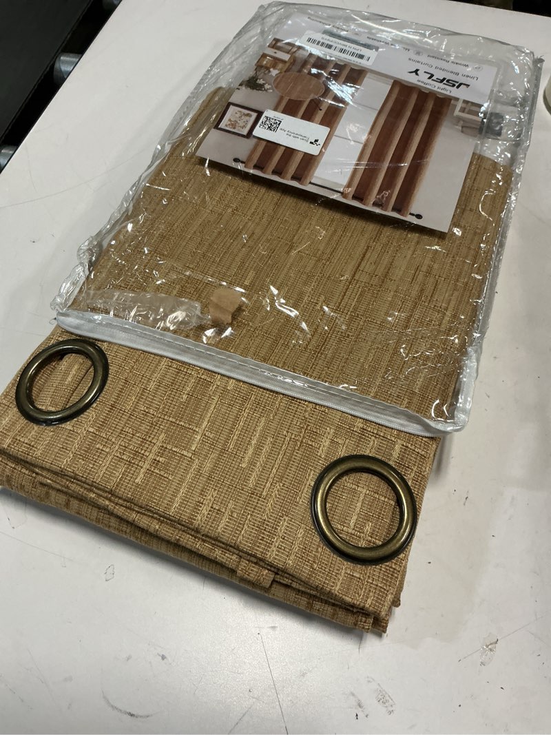 Condition photo showing Good Condition for Jacquard Linen Curtains 63 inch Length 2 Panels Thick Faux Linen Blended Window Drapes Burlap Textured Curtains with Grommet for Living Room Bedroom Farmhouse (42x63 Light Coffee) Natural 42"W x 63"L (Pack of 2) Light Coffee