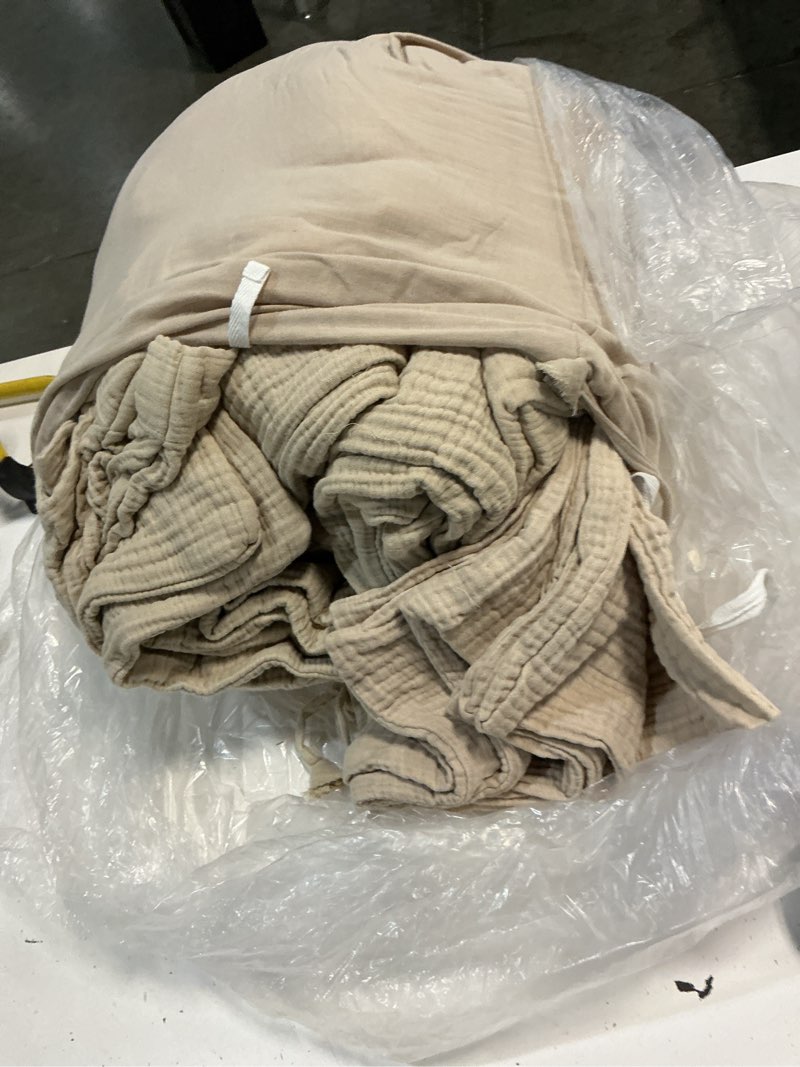 Condition photo showing As Is for quince organic cotton gauze duvet cover set, king/cal king, dune