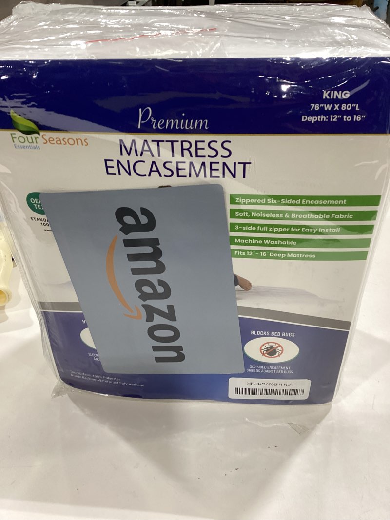 Condition photo showing As Is for King Size Mattress Protector Bed Bug Waterproof Zippered Cover - Hypoallergenic Premium Quality Encasement Protects Against Liquids, Dust - Breathable, Noiseless White