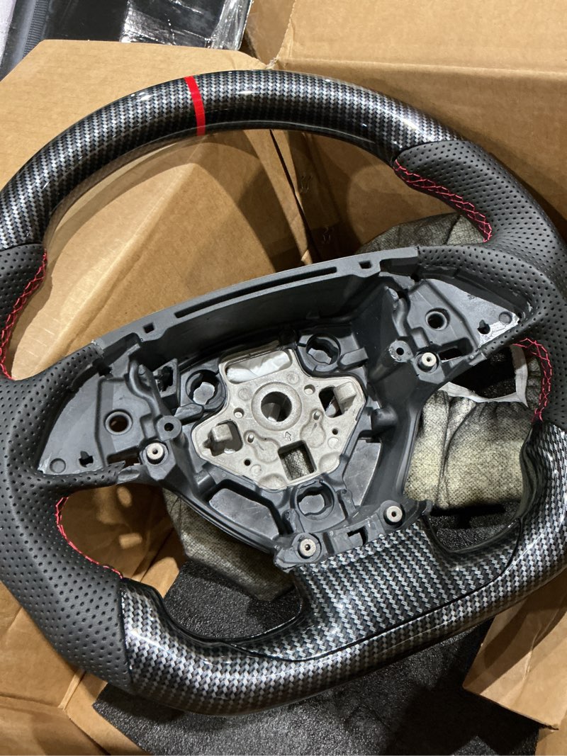 Condition photo showing As Is for real carbon fiber steering wheel for chevrolet corvette c7 2014-2019 with led shift indicator d-shaped nappa perforated leather flat-bottom steering wheel led real carbon fiber without heat