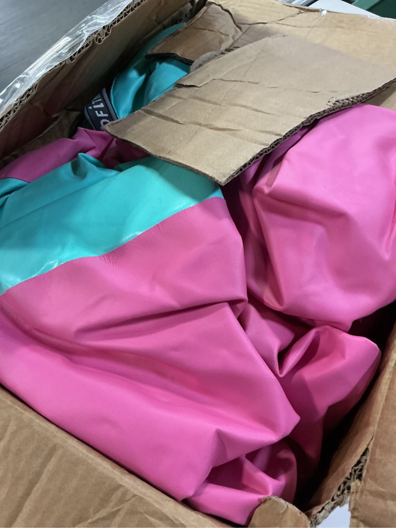 Condition photo showing As Is for VOFiTNY Inflatable Gymnastics Air mat Tumbling Track with Air Barrel Octagon Mat with Pump for Home/Gym Pink/Mint 4'L x 2.5'D