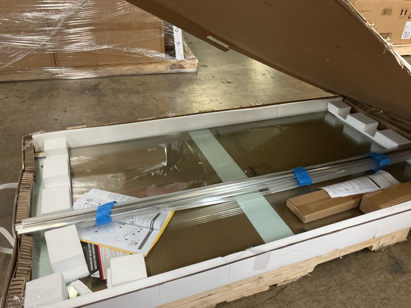 Condition photo showing Good Condition for delta everedge brushed nickel 55-in to 59-in w x 71.14-in h frameless clear glass bypass sliding shower door