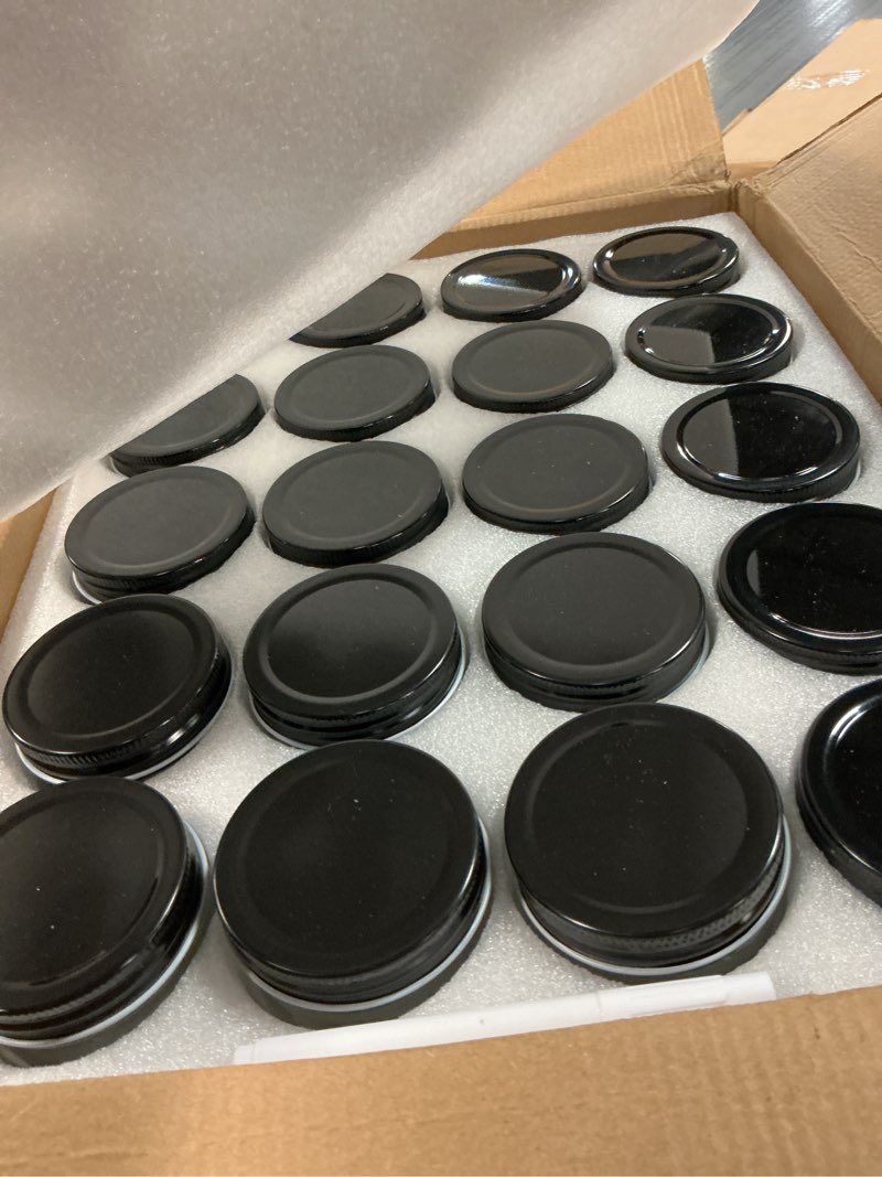 Condition photo showing New/Like New for QAPPDA Mason Jars,Glass Jars With Lids 12 oz,Canning Jars For Pickles And Kitchen Storage,Wide Mouth Spice Jars With Black Lids For Honey,Caviar,Herb,Jelly,Jams,Set of 20