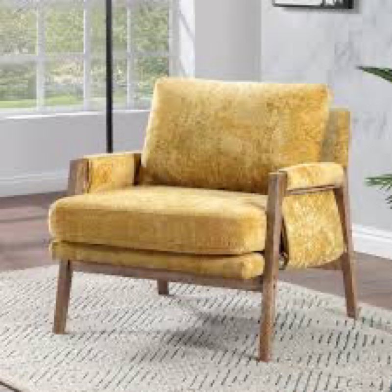 Brayven Accent Chair - 30" Wide Scandinavian Style Plush Fabric Cushion Solid Wood Frame