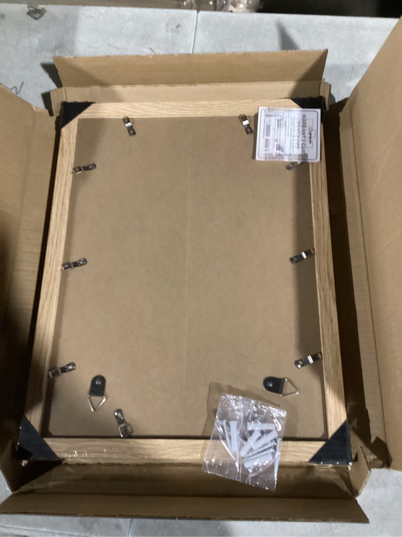 Condition photo showing Good Condition for 12x16 Picture Frame Set of 2, Natural Oak Wood Style - Display 12 x 16 Poster without Mat or 11x14 Picture with Mat, Wall Mounting Horizontal and Vertical Natural Oak 12x16 in